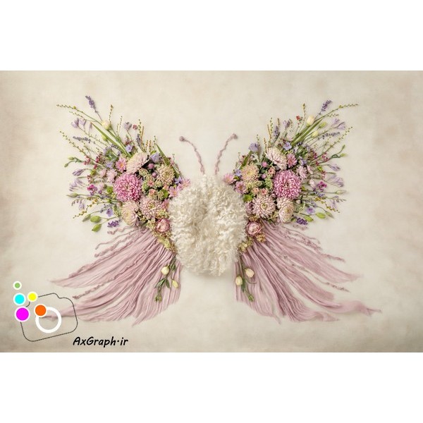 بک دراپ نوزاد پروانه با بالهای گلدار-کد 2493