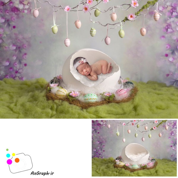بک دراپ نوزاد عید پاک-کد 2552