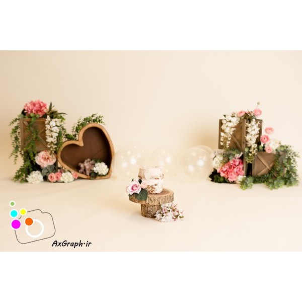 بک دراپ تولد تم گل رز-کد 2574
