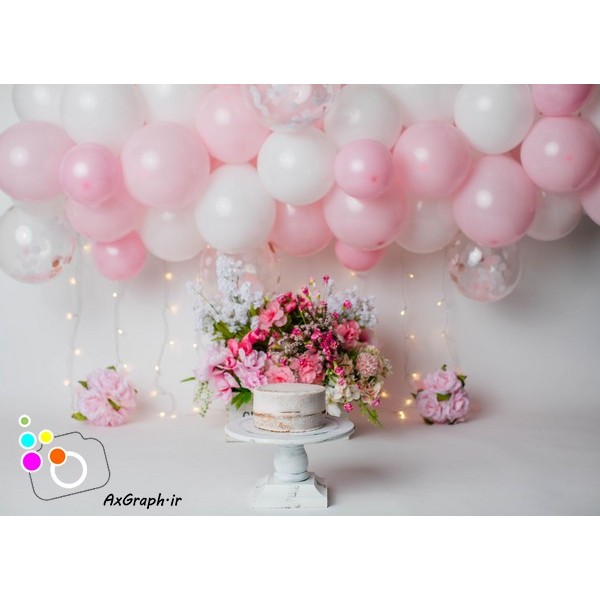 بک دراپ تولد تم صورتی-کد 2619