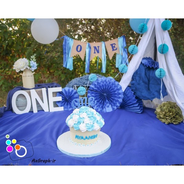 دانلود بک دراپ تولد تم آبی و سپید-کد 3071
