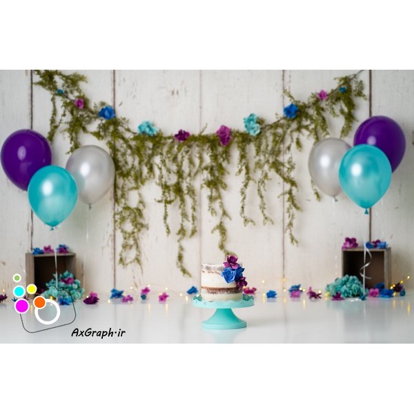 دانلود بک دراپ تولد تم بنفش و نقره ای و سبزآبی-کد 3109