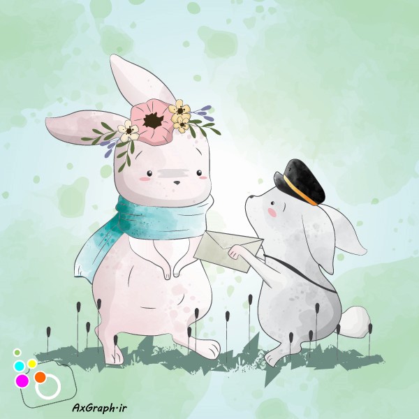 وکتور کودکانه خرگوش پستچی-کد 3356