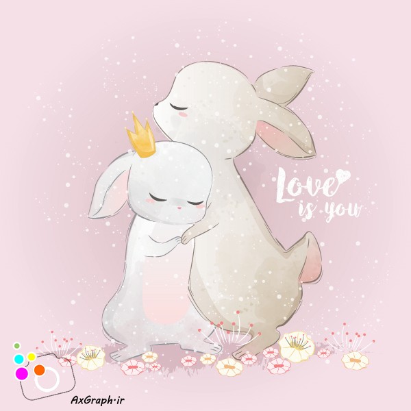 وکتور کودکانه خرگوش های عاشق-کد 3375
