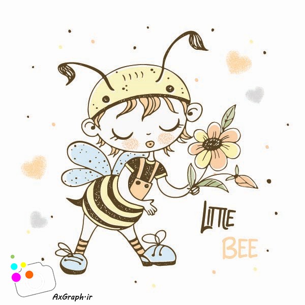 وکتور کودکانه دختر زنبوری-کد 3468