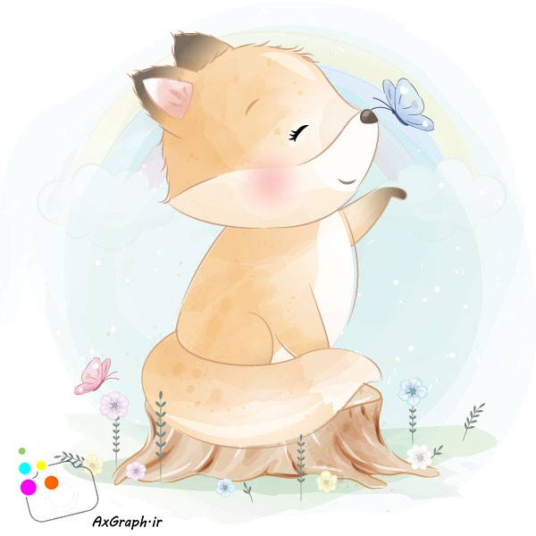 وکتور کودکانه روباه دوست داشتنی-کد 3628