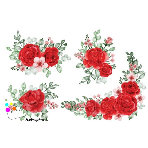 وکتور گل رز و شکوفه صورتی-کد 3721