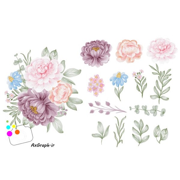 وکتور گل و بوته و دسته گل زیبا-کد 3725