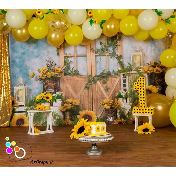 دانلود بک دراپ تولد تم گل آفتابگردون-کد 4558