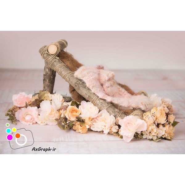 دانلود بک دراپ نوزاد گهواره چوب درختی گل آرایی-کد 4632