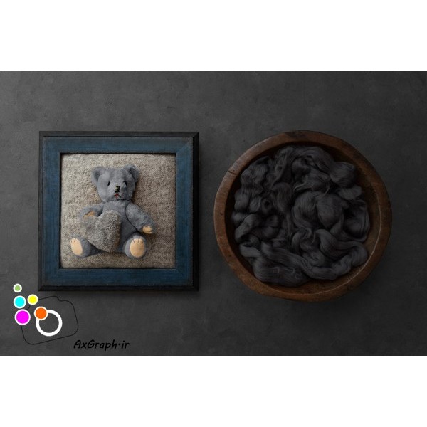 دانلود بک دراپ نوزاد کاسه چوبی و قاب عکس خرسی-کد 4675