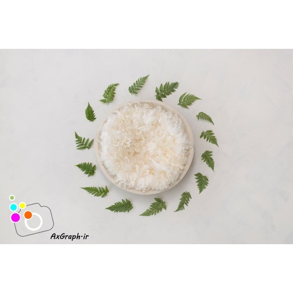 دانلود بک دراپ نوزاد کاسه چوبی و برگ سبز-کد 4733