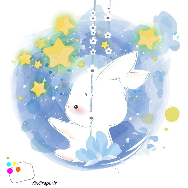 وکتور کودکانه خرگوش تاب سوار-کد 3771