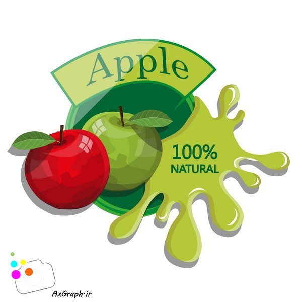 وکتور برچسب سیب سرخ و سبز-کد 3813