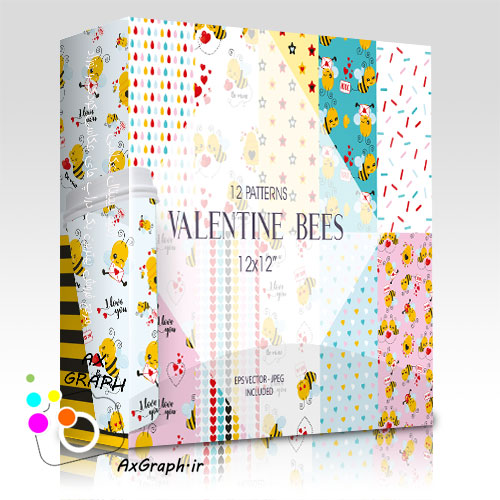 دانلود کاغذ دیجیتال زنبور و ولنتاین-کد 2942