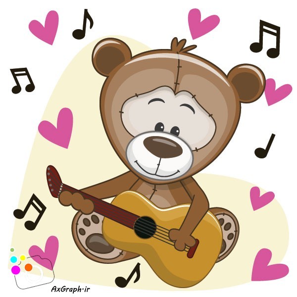 دانلود وکتور کارتونی خرس نوازنده-کد 4026