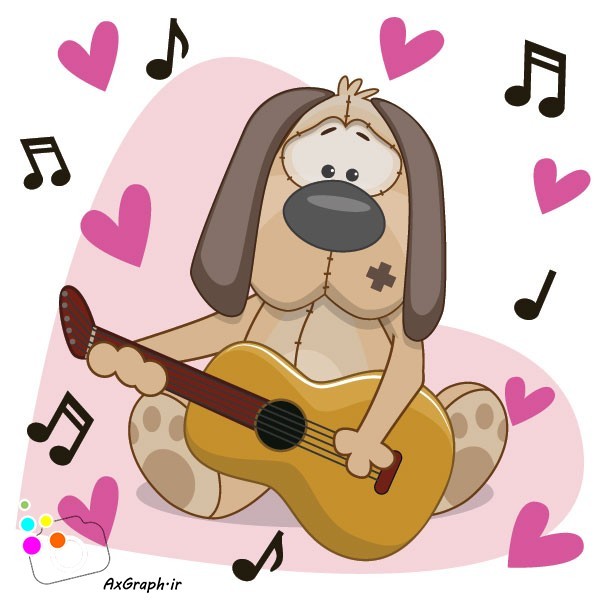 دانلود وکتور کارتونی سگ نوازنده-کد 4028