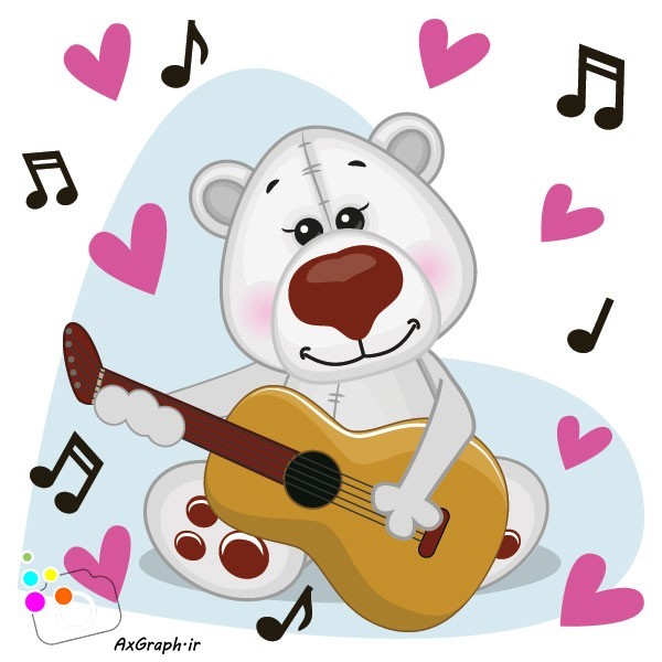 دانلود وکتور کارتونی خرس نوازنده-کد 4032