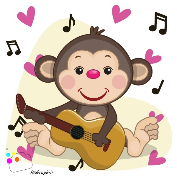 دانلود وکتور کارتونی میمون نوازنده-کد 4033