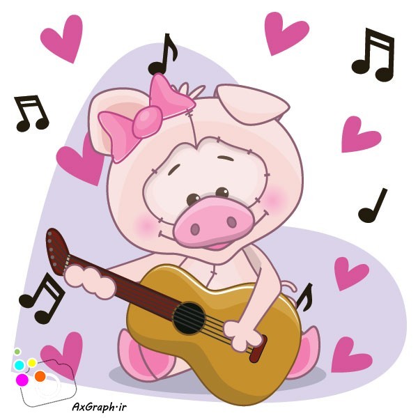 دانلود وکتور کارتونی خوک نوازنده-کد 4036