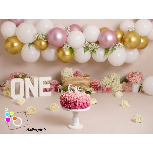 دانلود بک دراپ تولد تم گل رز و بادکنک-کد 5541