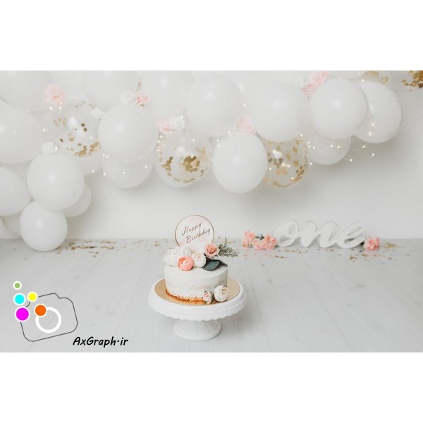 دانلود بک دراپ تولد تم گل رز و بادکنک-کد 5557