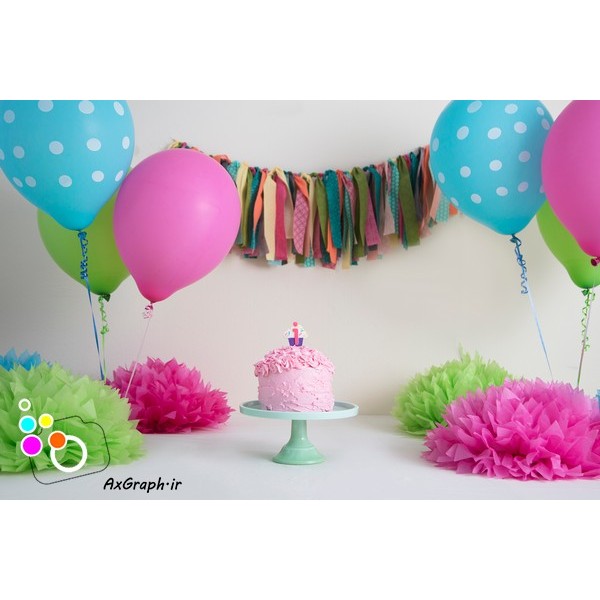 دانلود بک دراپ تولد تم صورتی و سبز و آبی-کد 5880