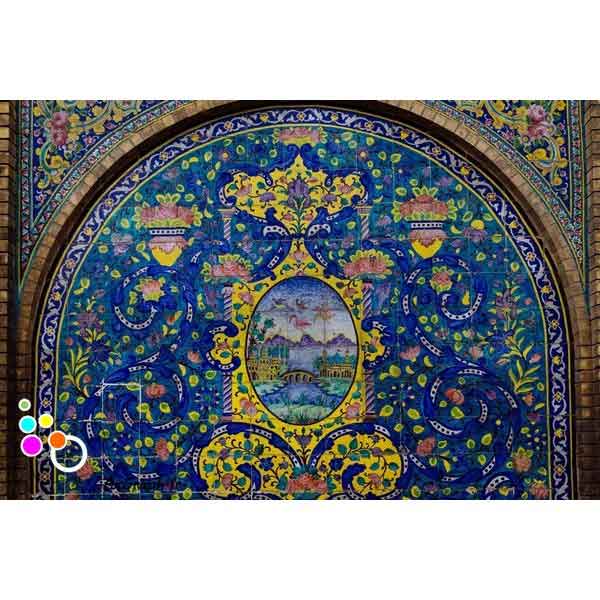 دانلود تصویر با کیفیت نمایی از کاشیکاری کاخ گلستان-کد 6002