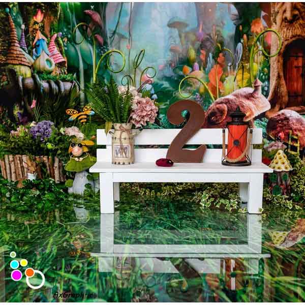 دانلود بک دراپ تولد دو سالگی تم جنگل رویایی-کد 6333