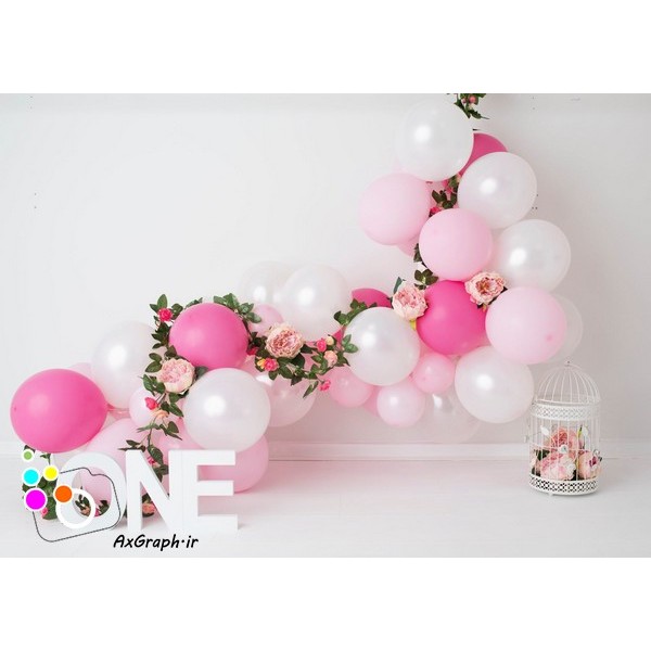 دانلود بک دراپ تولد تم گل و قفس و بادکنک-کد 6360
