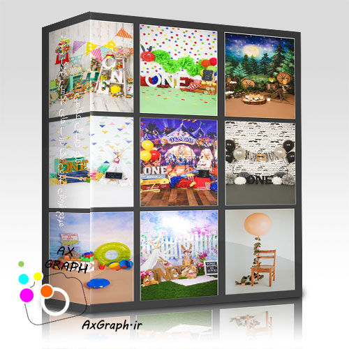 دانلود مجموعه 9 بک دراپ متنوع تولد کودک -کد 6423