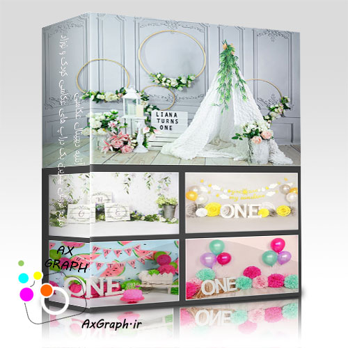 دانلود مجموعه 9 بک دراپ متنوع تولد کودک-کد 6426