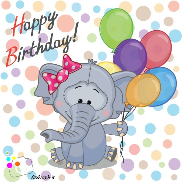 دانلود وکتور کارتونی فیل و بادکنک-کد 4041