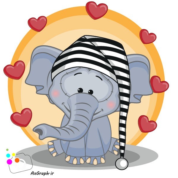 دانلود وکتور کارتونی فیل خوابالو-کد 4059