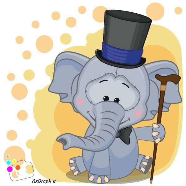 دانلود وکتور کارتونی فیل شعبده باز-کد 4063