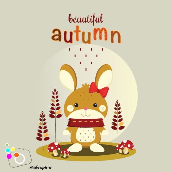 دانلود وکتور کارتونی خرگوش در پاییز-کد 4094