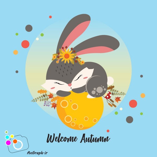 دانلود وکتور کارتونی خرگوش و پاییز -کد 4107
