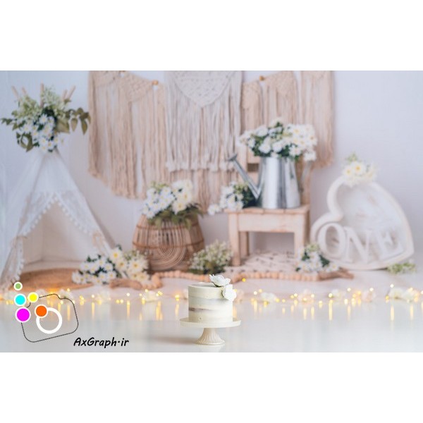 دانلود بک دراپ تولد تم گل مرواریدی-کد 6523