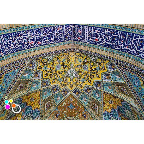 دانلود تصویر با کیفیت نمایی از کاشیکاری سقف مسجد-کد 6040