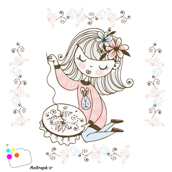 دانلود وکتور کارتونی دختر هنرمند-کد 4224