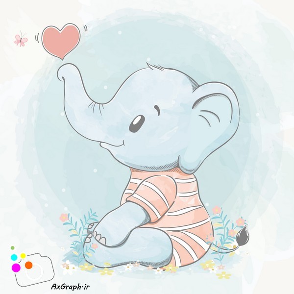 دانلود وکتور کودکانه فیل-کد 4273