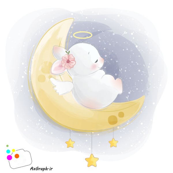 دانلود وکتور کودکانه خرگوش روی ماه-کد 4132