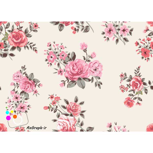 دانلود وکتور گل گلی دسته گل رز صورتی -کد 4289
