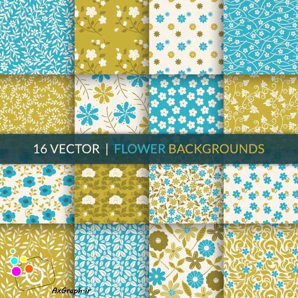 دانلود وکتور گل گلی 16 تایی-کد 4307