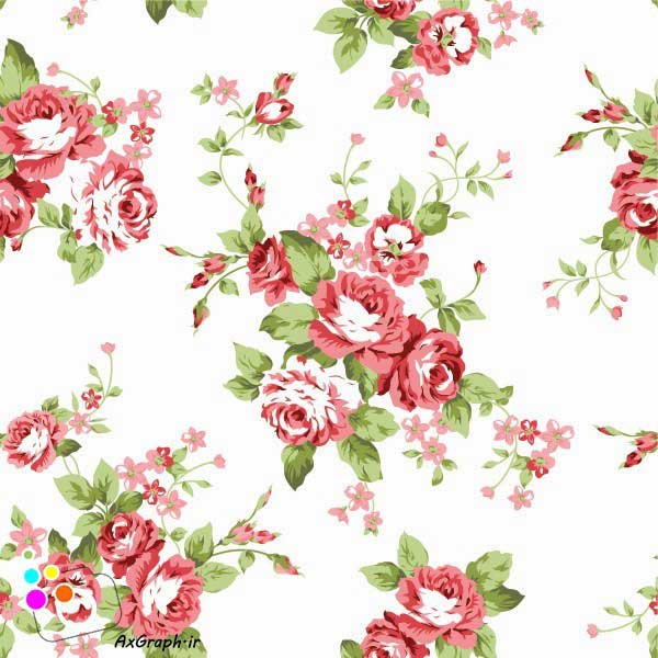 دانلود وکتور گل گلی دسته گل رز  صورتی-کد 4308