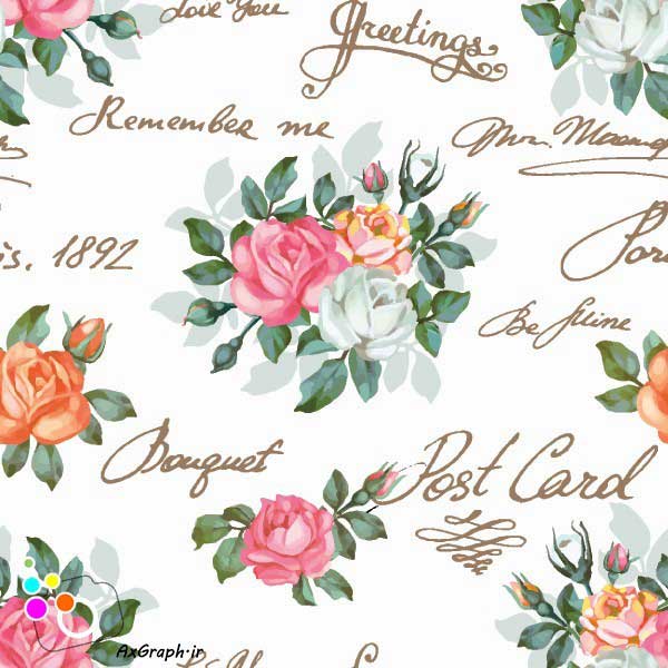 دانلود وکتور گل گلی دسته گل رز-کد 4322