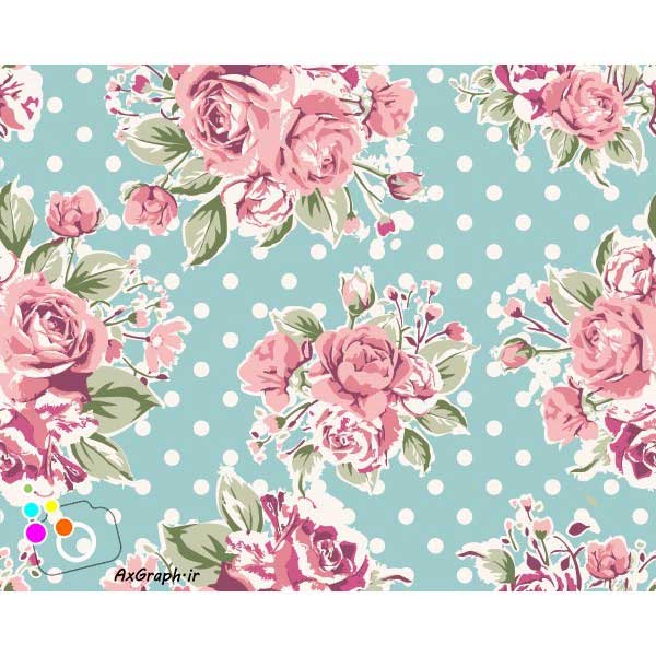 دانلود وکتور گل گلی رز صورتی روی زمینه توپ توپی -کد 4327