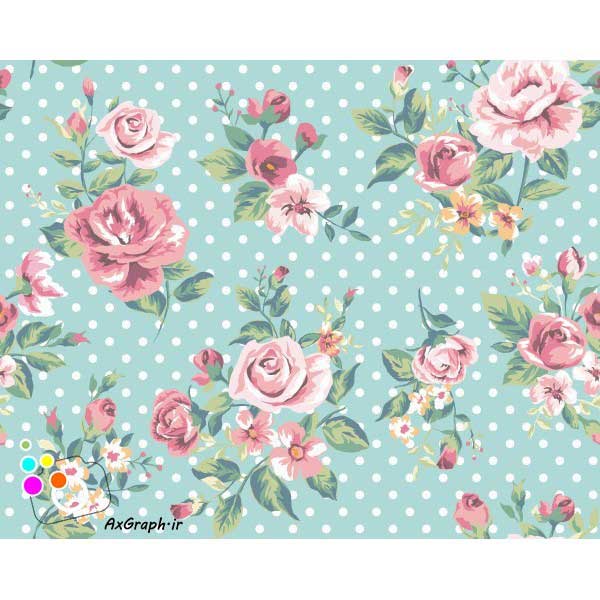 دانلود وکتور گل گلی دسته گلی روی زمینه توپ توپی-کد 4328