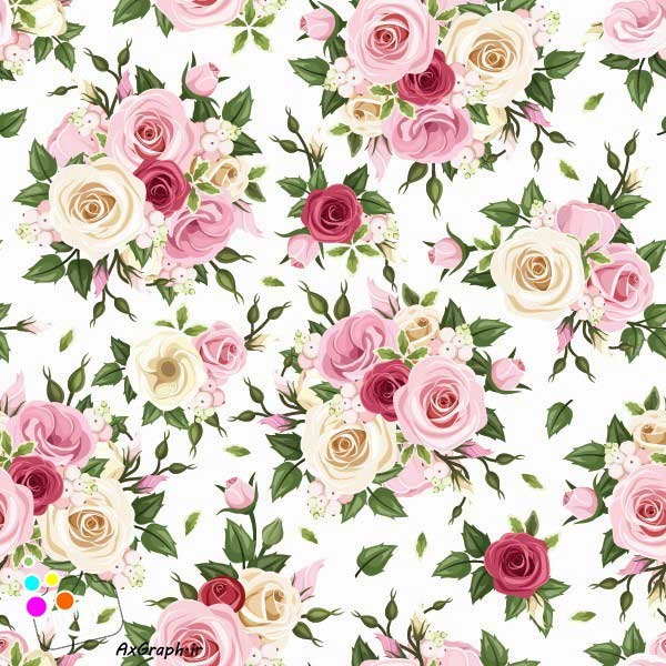 دانلود وکتور گل گلی دسته گل رز صورتی-کد 4337