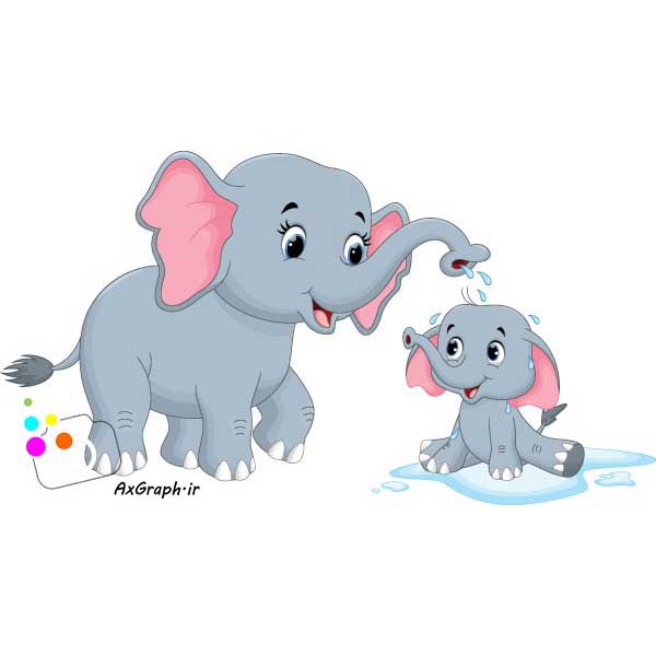 دانلود وکتور کودکانه فیل مادر و بچه-کد 4193